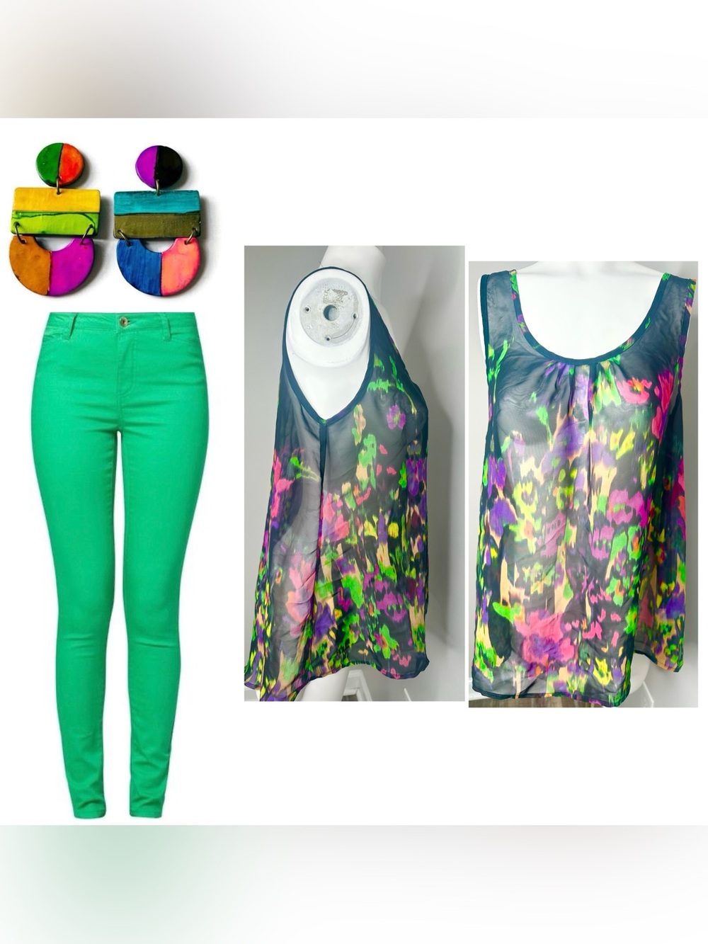 Apostrophe Sheer Floral Tank Top -m